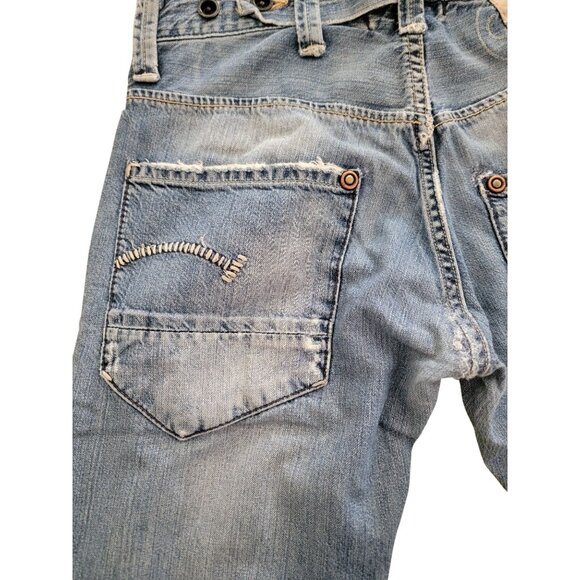 Vintage G-Star Raw 3301 Blue Denim Straight Leg Distressed Jeans Sz 28x32 - Picture 5 of 11